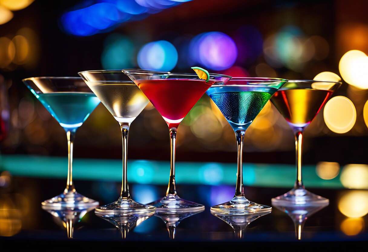 Verre martini, roi des cocktails : élégance et couleur en vedette