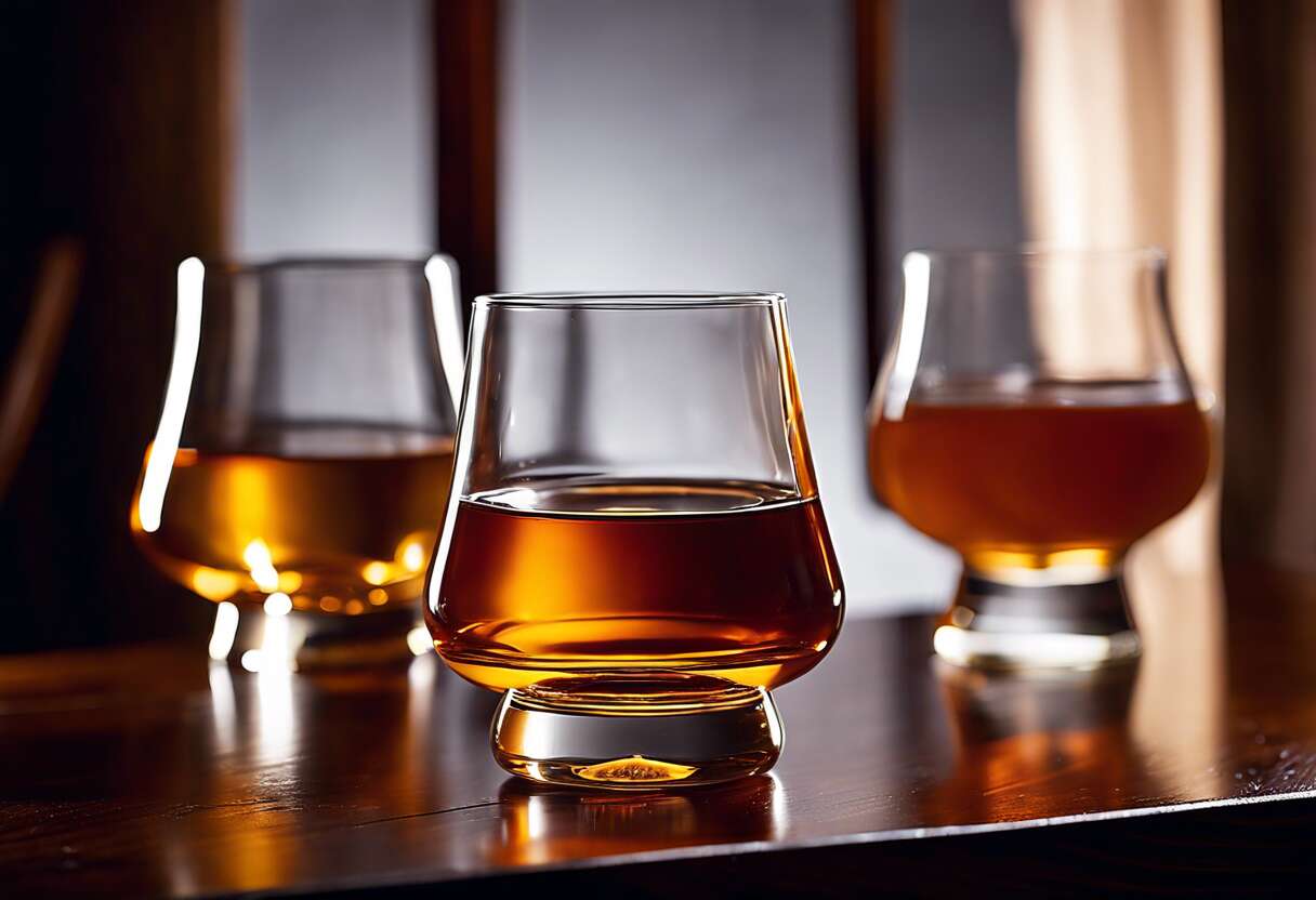 Présentation des principaux types de verres à whisky : tulipe, tumbler et glencairn